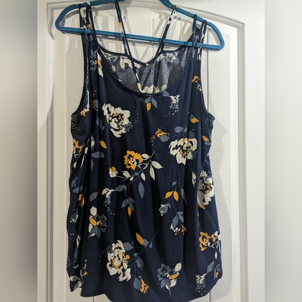 Maurices floral navy blue tank top